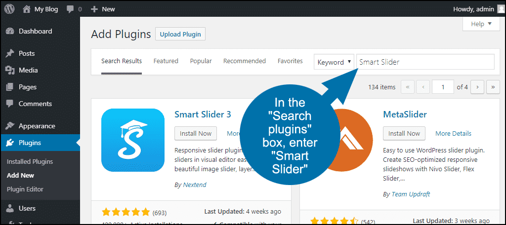 search for the WordPress Smart Slider 3 plugin