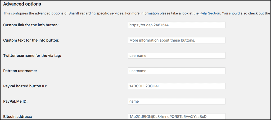 Advanced options for gdpr compliant share buttons
