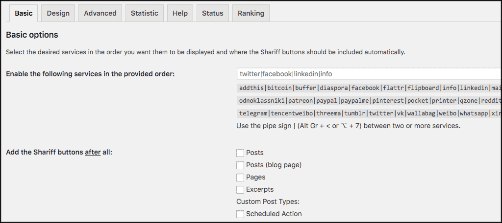 Basic settings tab