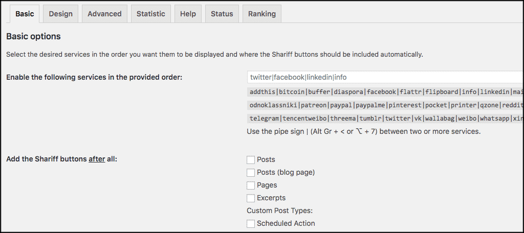 Pestaña de configuración básica