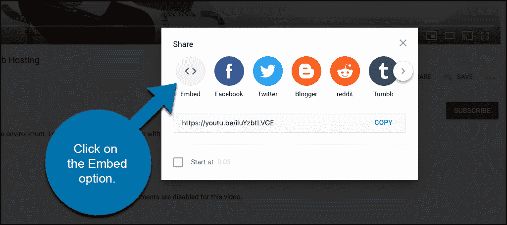 Click the embed option