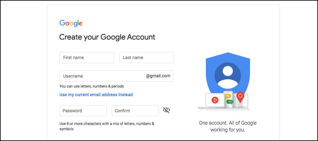 Create google account