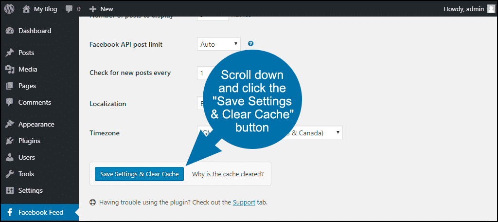 click the "Save Settings & Clear Cache" button