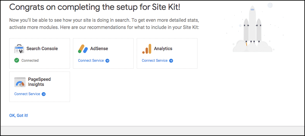 Google site kit dashboard