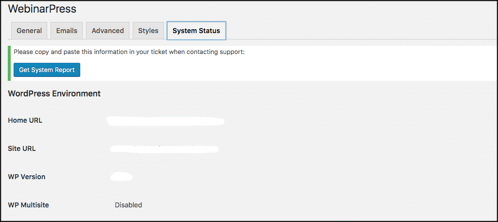 Syatem status