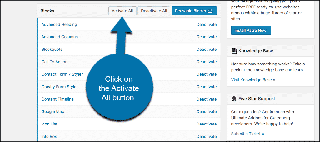 Click activate all button
