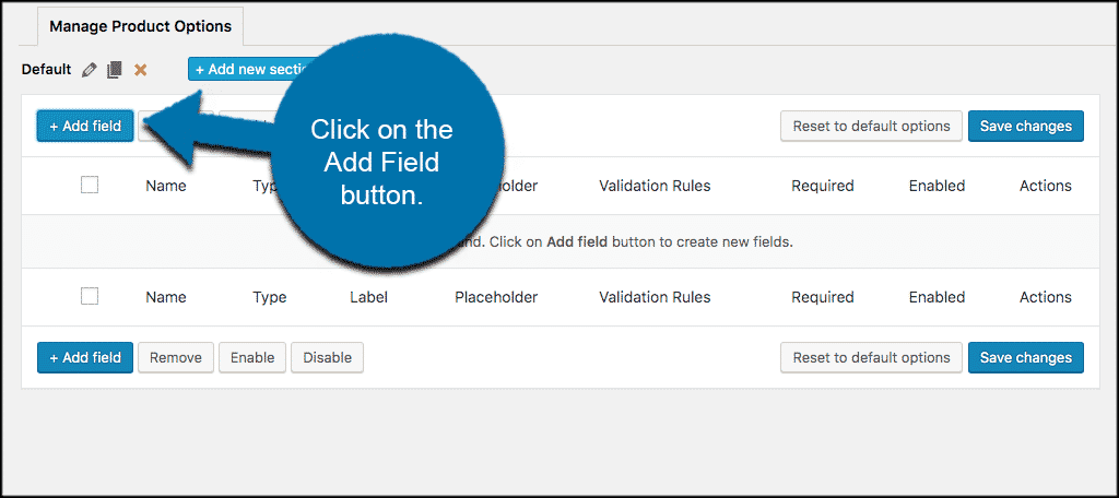 Click add field button