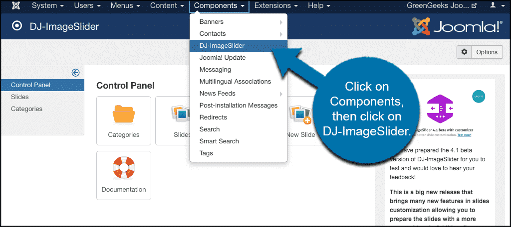 Click components then dj imageslider