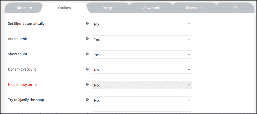 Plugin options