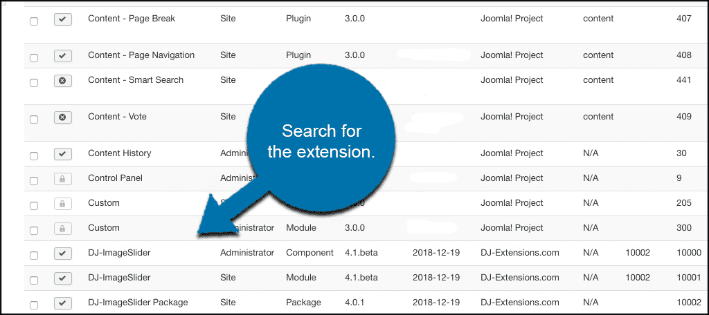Search for the extension