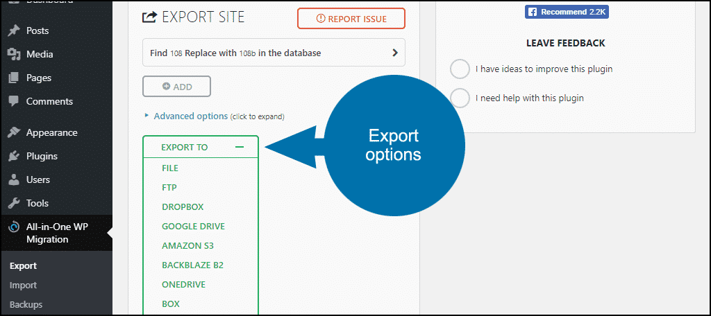 All in one wordpress migration online
