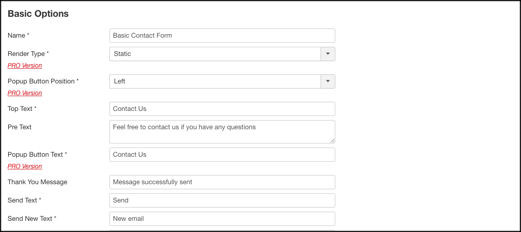 Other joomla contact form options