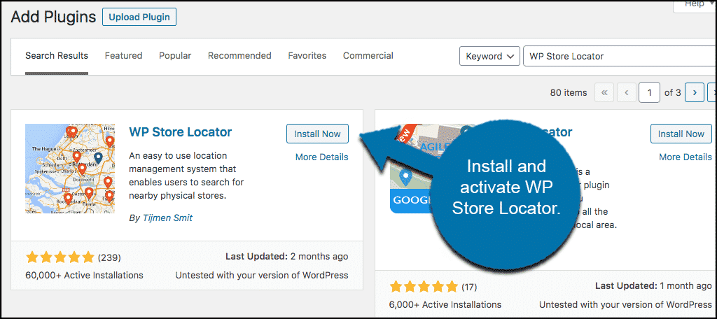 Install and activate the store locator wordpress plugin