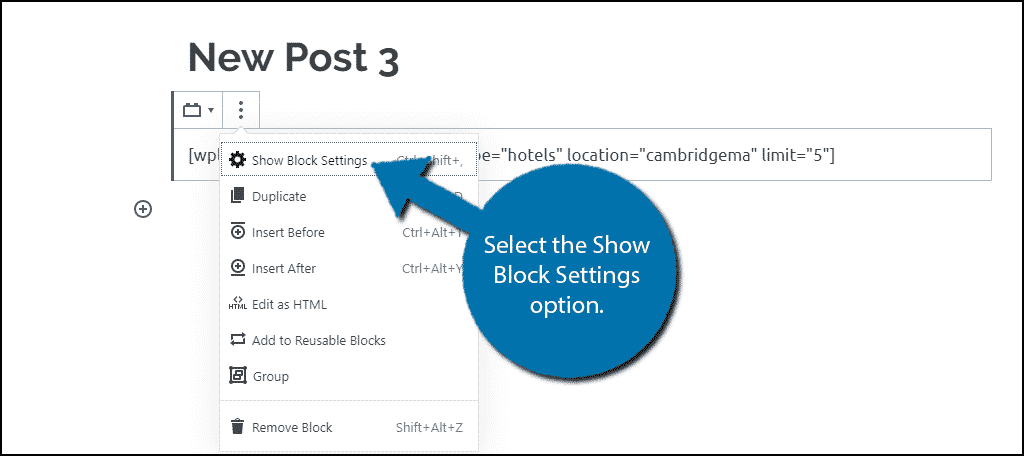 Show Block Options