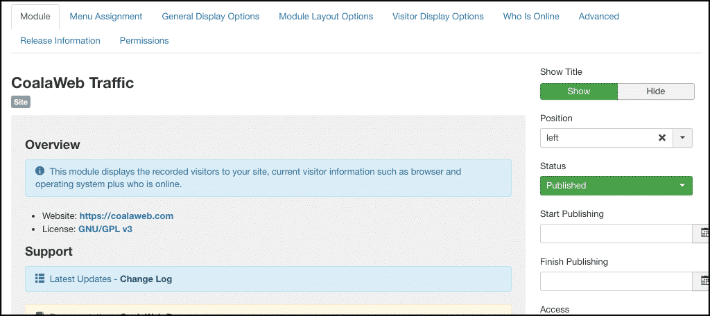 Joomla analytics module