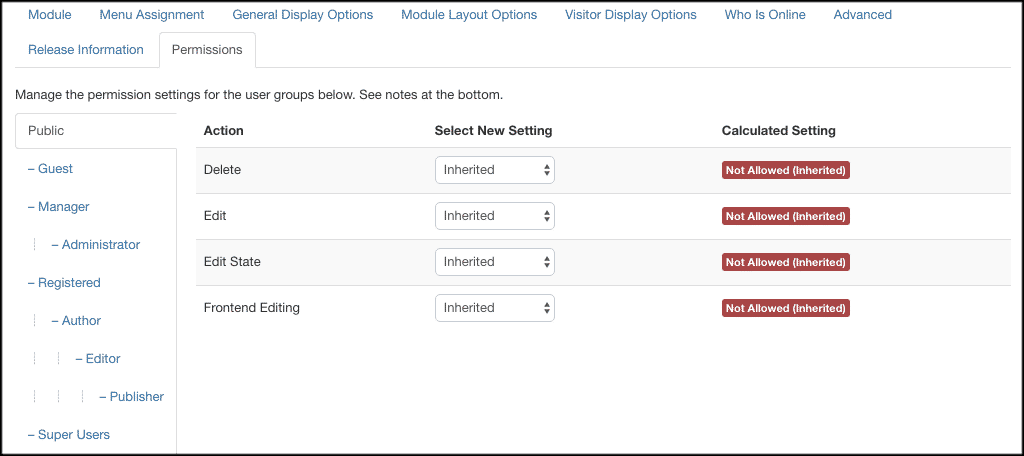 Joomla analytics permissions