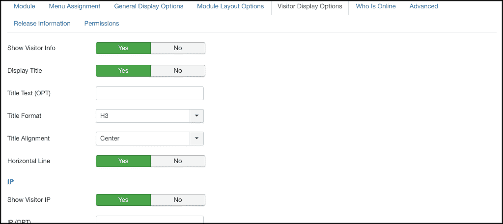 Visitor display options