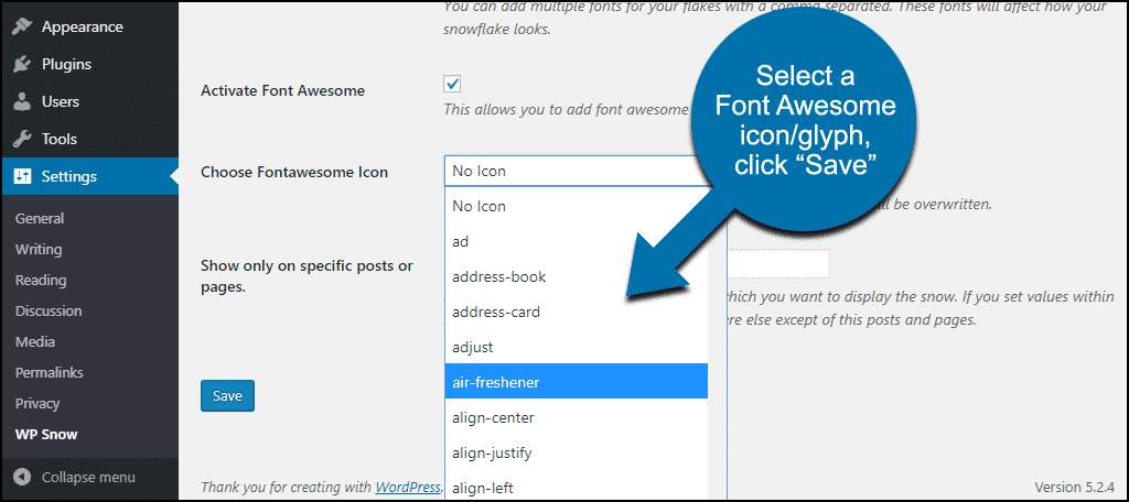 select from drop-down and click the "Save" button