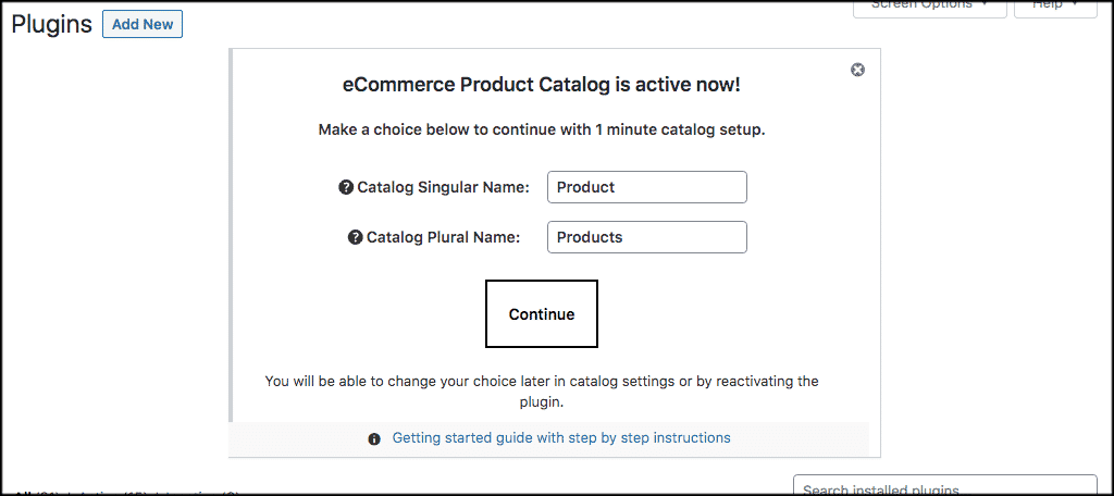 Name your wordpress product catalog