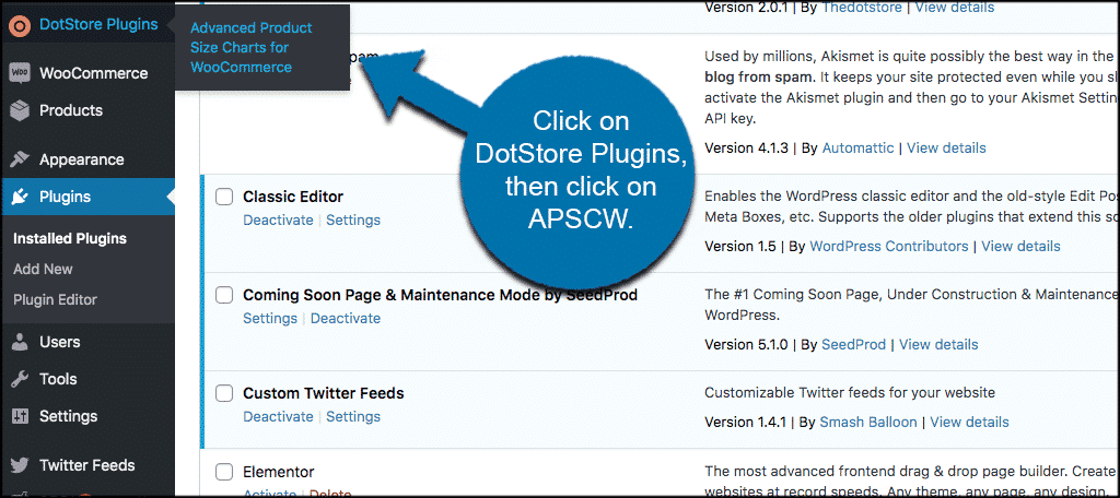 Click on DotStore, then click on APSC