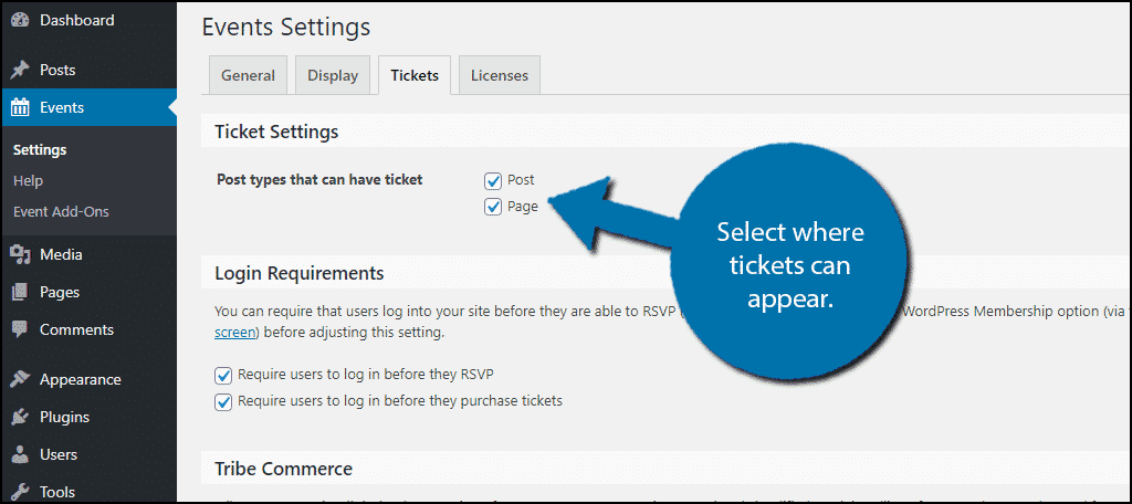 Select Tickets Location