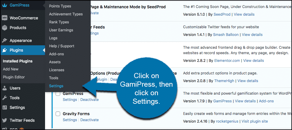 Gamipress settings