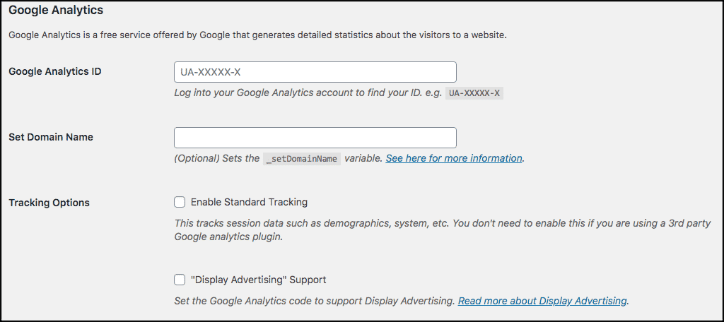 Google analytics id domain name