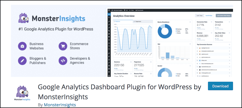 Google analytics pplugin for monsterinsights