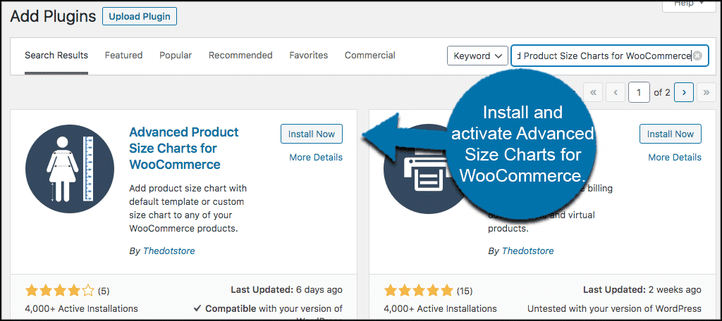 Install and activate product size chart plugin