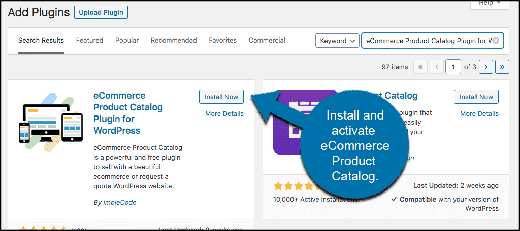 Install and activate wordpress product catalog plugin