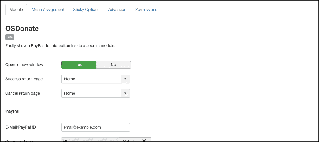 Module tab