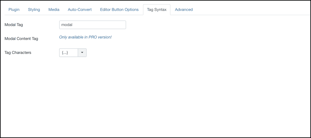 Joomla popup box tag syntax tab