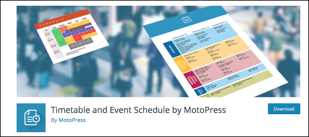 Timetable and event schedule by motopress