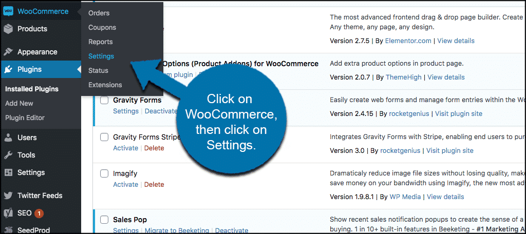 Click woocommerce then settings