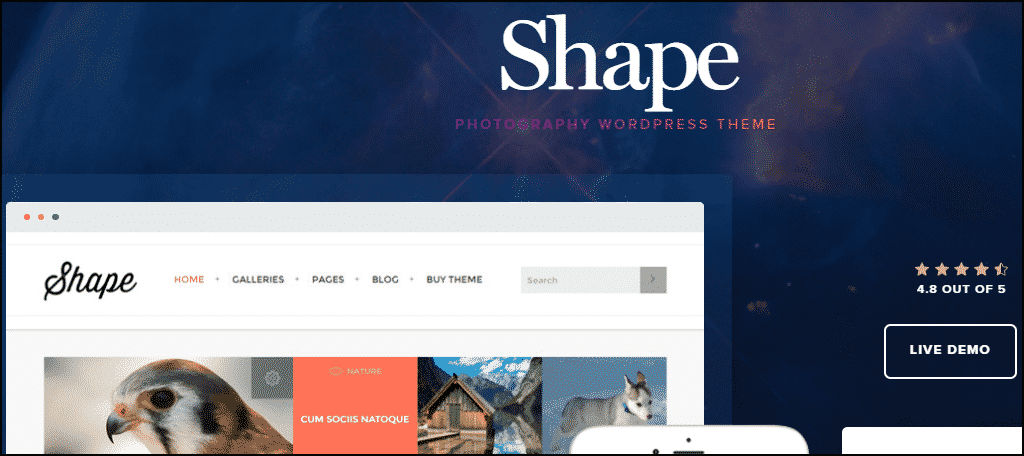 Shape WordPress photography theme