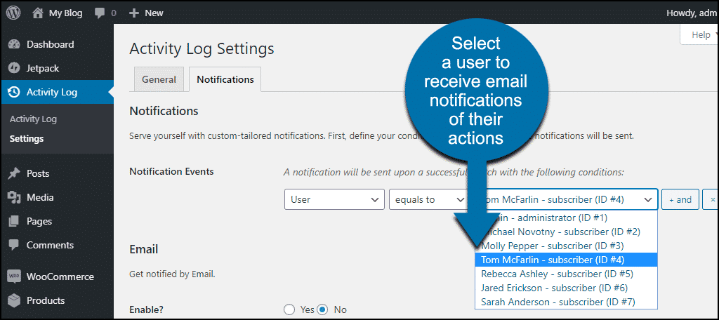 configuring alert email