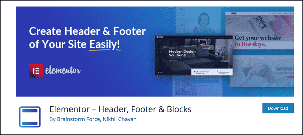 Elementor header, footer, blocks plugin