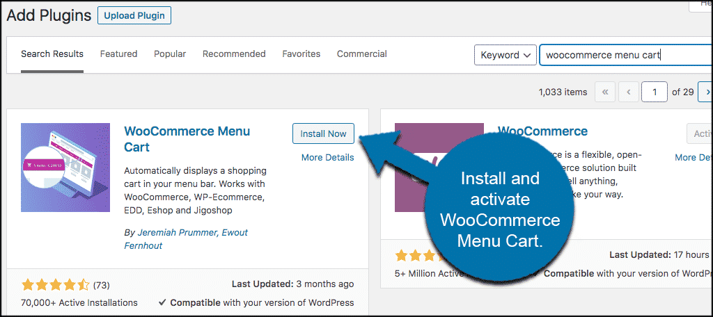 Install and activate woocommerce cart icon plugin