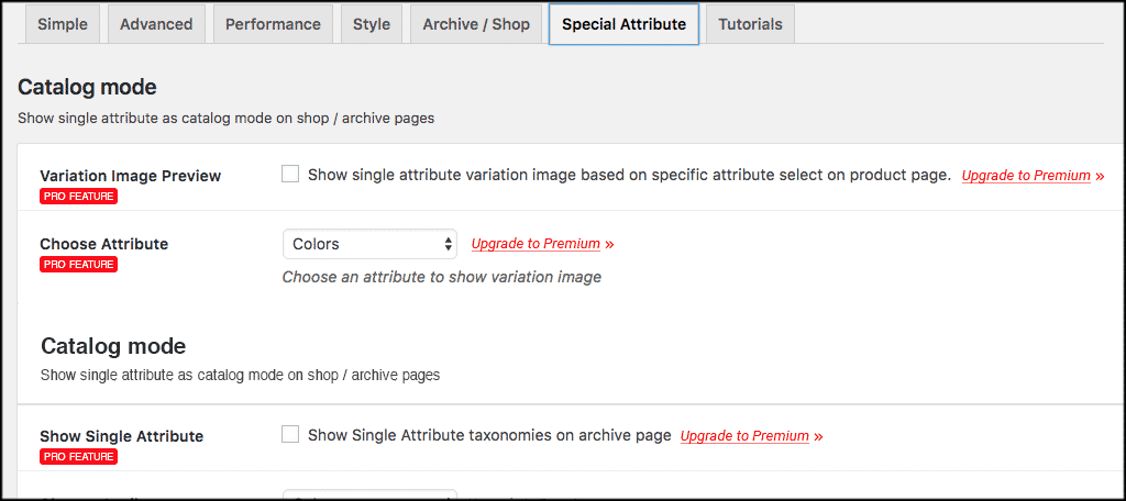 Special attributes for plugin