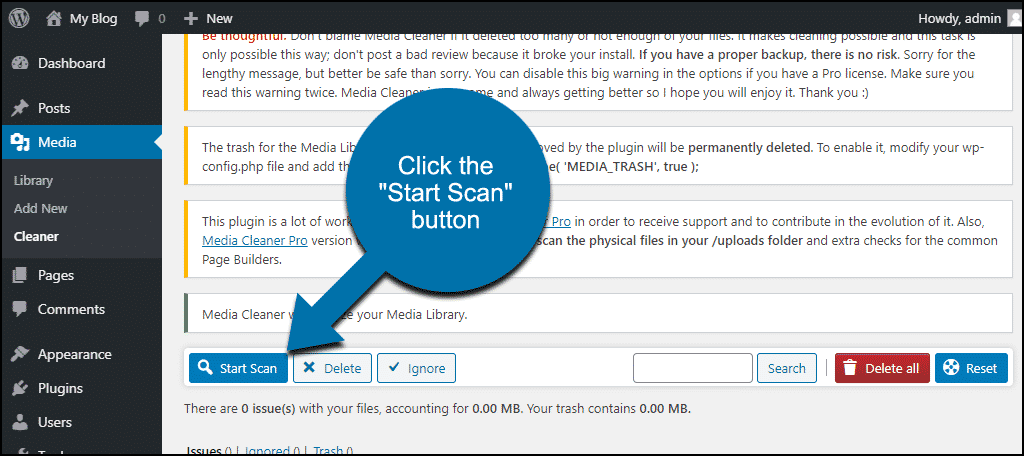 click the "Start Scan" button