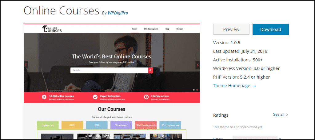 Online Courses WordPress theme