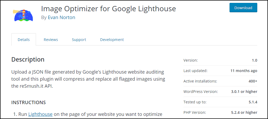 Lighthouse WordPress plugin