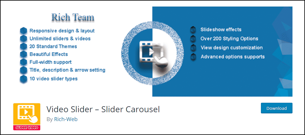 Video Slider – Slider Carousel WordPress plugin