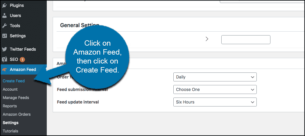 Click amazon feeds then create feeds