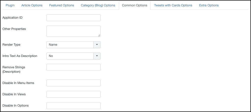 Common options tab