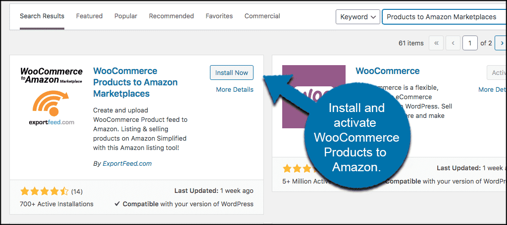 INstall and ativate woocommerce to amazon plugin