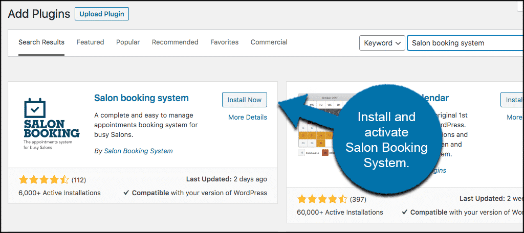 INstall and activate salon booking system