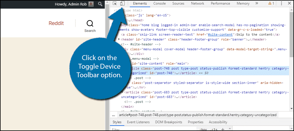 Toggle Device Toolbar