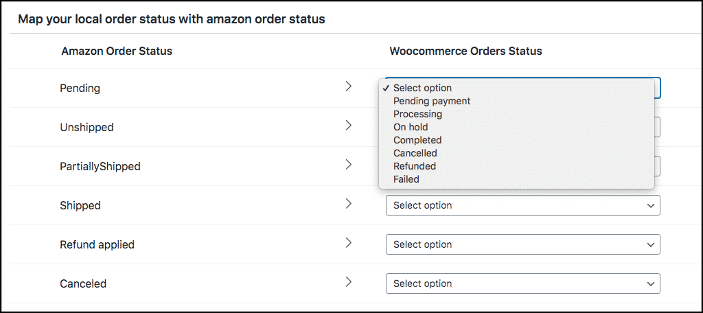 Order mapping 