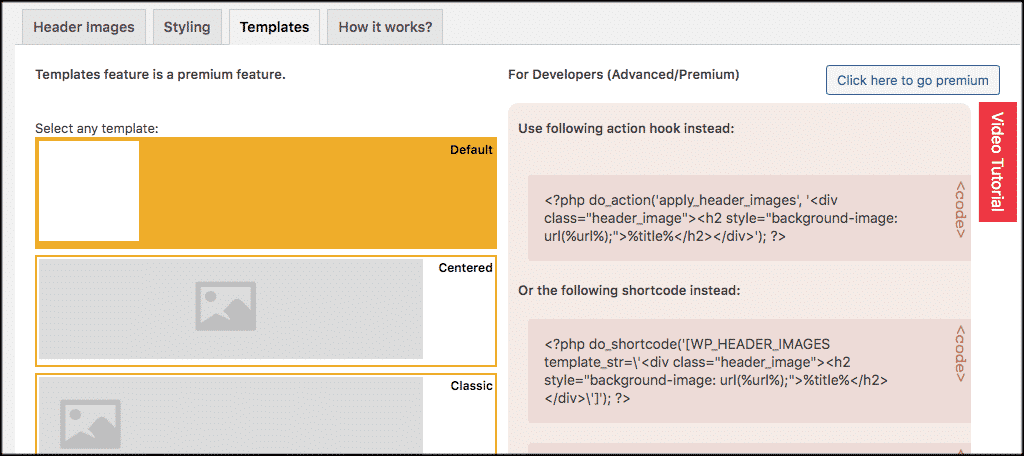 Templates for wordpress header image plugin